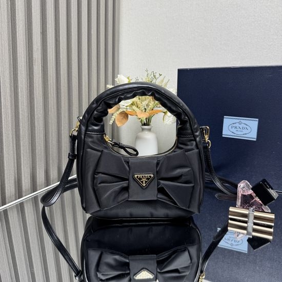 Prada Bow Accent Nylon Hobo Bag 13812