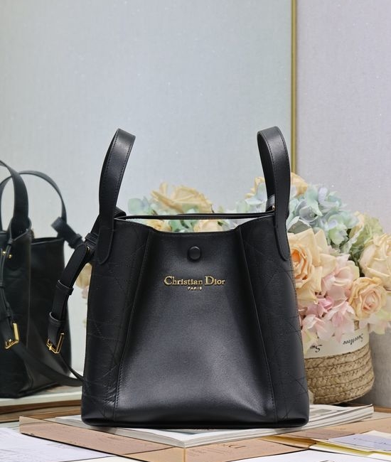 Christian Dior CD Signature Black Medium Bucket Bag 2366