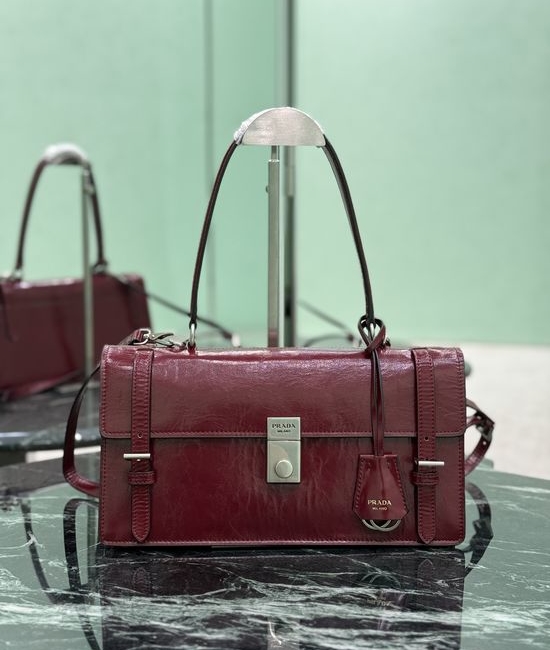 Prada Leather Handbag with Vertical Closure 1BN026