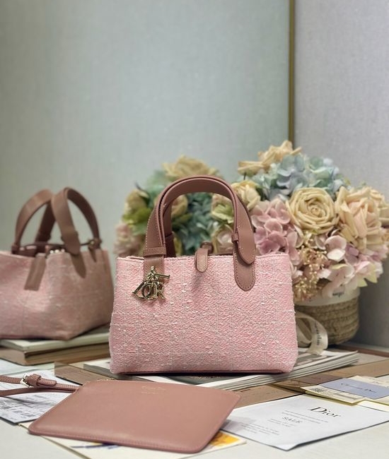Christian Dior CD Toujours Pink Tweed Bag 1188