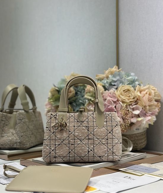 Christian Dior CD Toujours Apricot Tweed Bag 1188