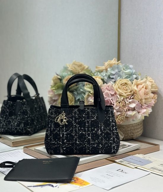 Christian Dior CD Christian Dior CD Toujours Black Tweed Leather Small Bag 1188