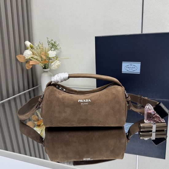 Prada Boston Suede Handbag 2VH188