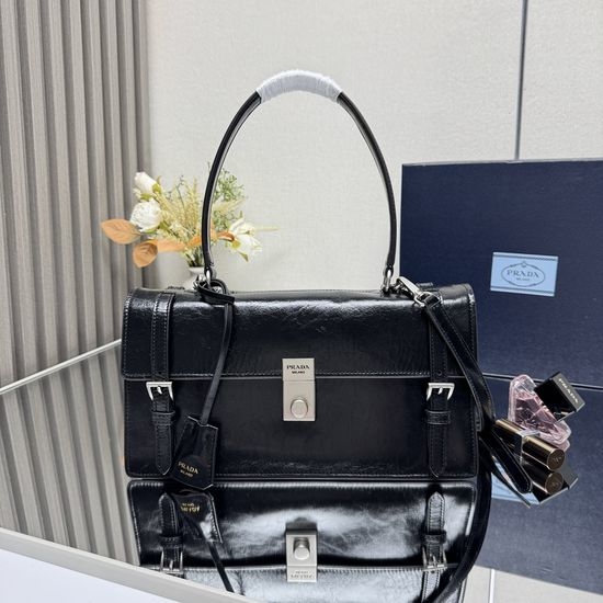 Prada Black Leather Pen Case Bag 1BN026