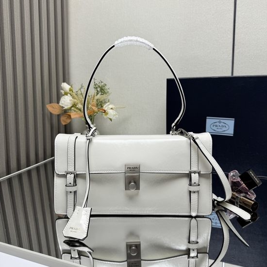 Prada White Leather Pen Case Bag 1BN026