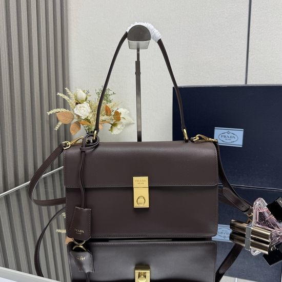 Prada 1BN023 Classic Office Style Leather Handbag