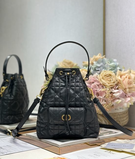 Christian Dior CD Caro Black Quilted Bucket Bag 3372