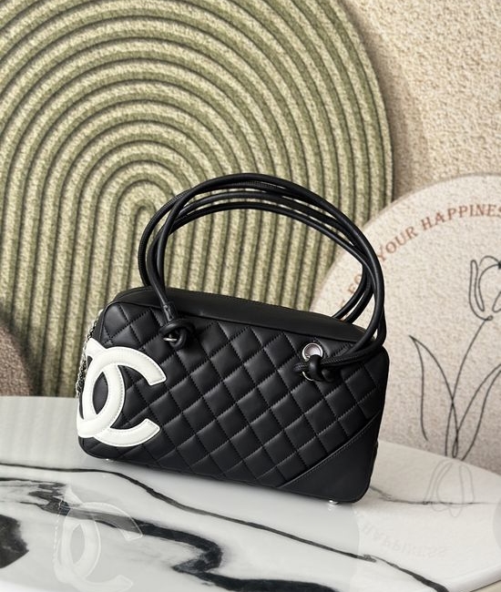Chanel Cambon Pillow Bag Black With White Trim 3327