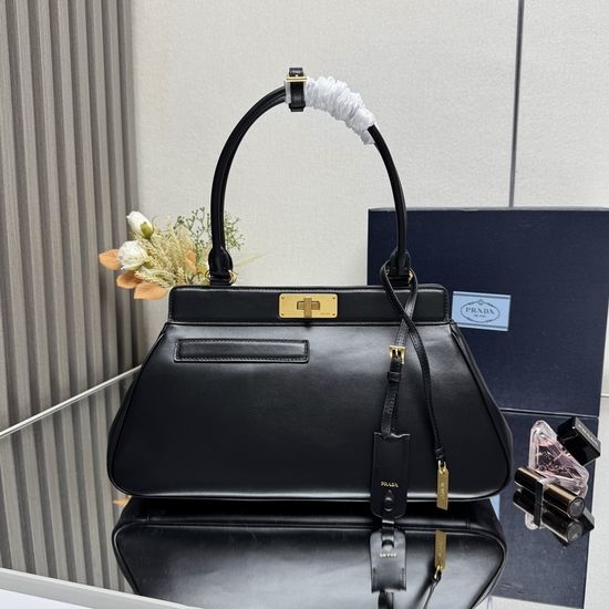 Prada 1BG569 Calfskin Geometric Shaped Handbag