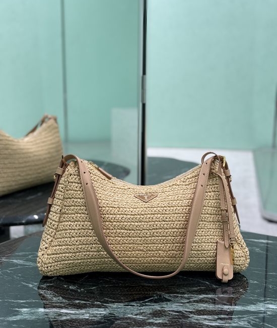 Prada Aimee Hobo Raffia Woven Shoulder Bag 1BC228