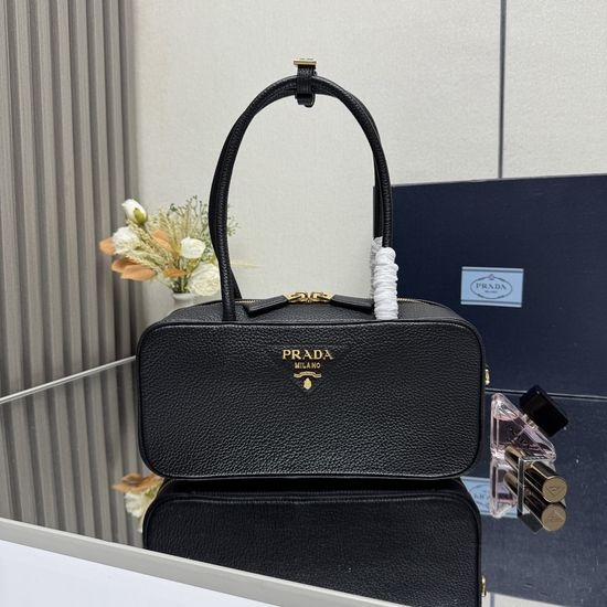 Prada 1BB126 Geometric Leather Handbag with Metal Accents