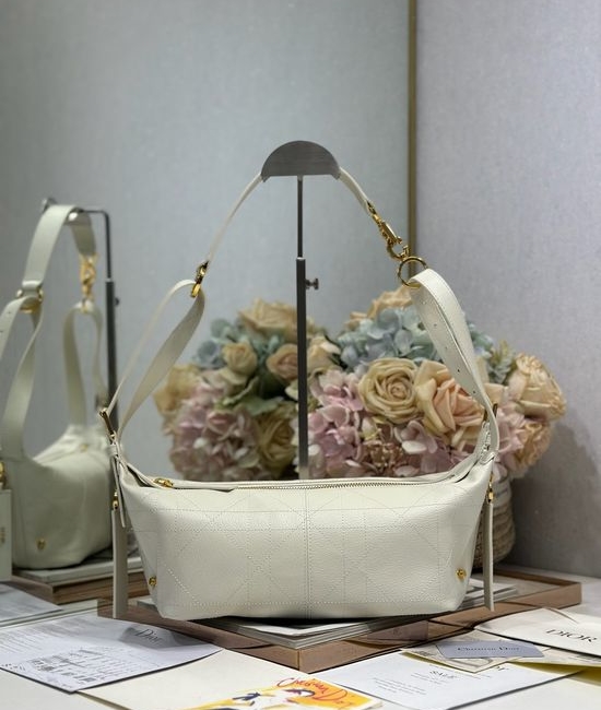 Christian Dior CD D-Journey White Leather Handbag 2416