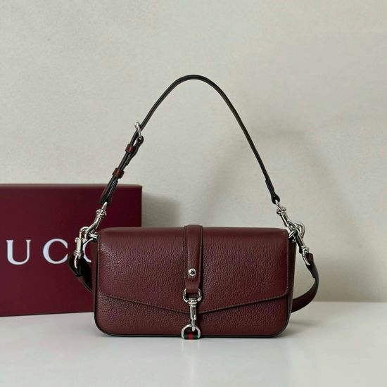 Gucci Litchi Grain Burgundy Crossbody 821623