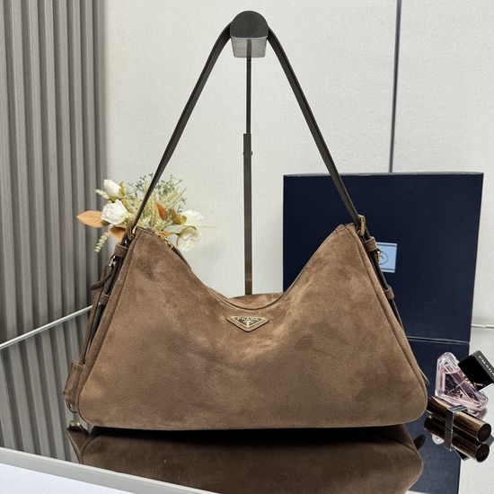 Prada Hobo Nubuck Leather Shoulder Bag 1BC228