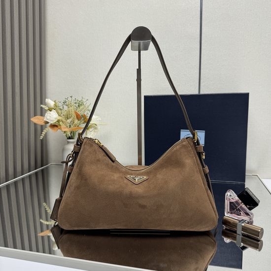 Prada Aimee Hobo Suede Leather Shoulder Bag 1BC229