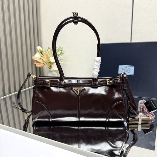 Prada LuxSoft Waxed Leather Long Handle Bag 1BA426