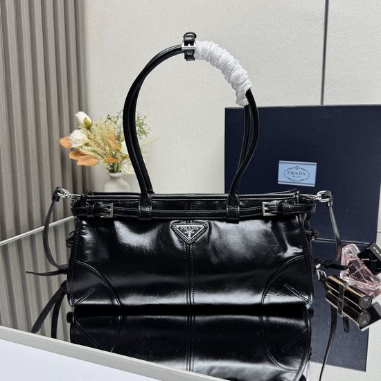 Prada LuxSoft Waxed Leather Long Handle Bag 1BA426