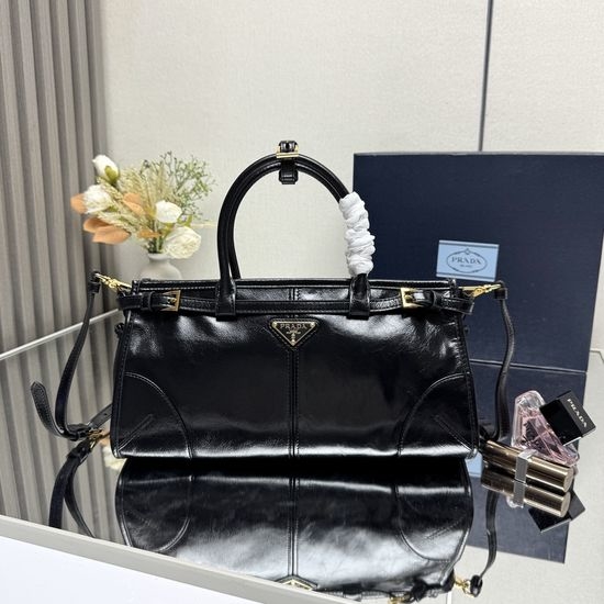 Prada LuxSoft Waxed Leather Short Handle Bag 1BA426