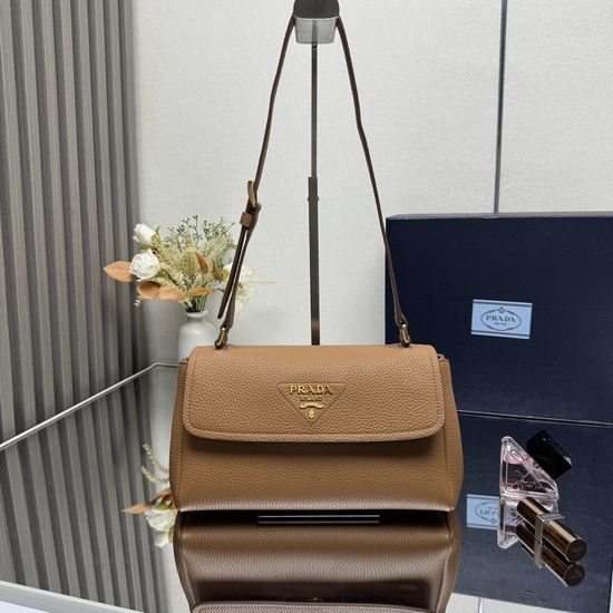 Prada Grained Leather Adjustable Strap Shoulder Bag 1BN022