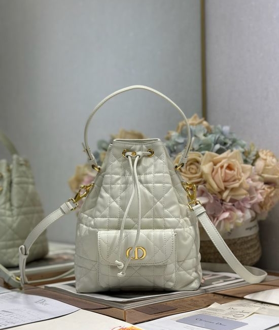 Christian Dior CD Caro Water Bucket Bag White 3372