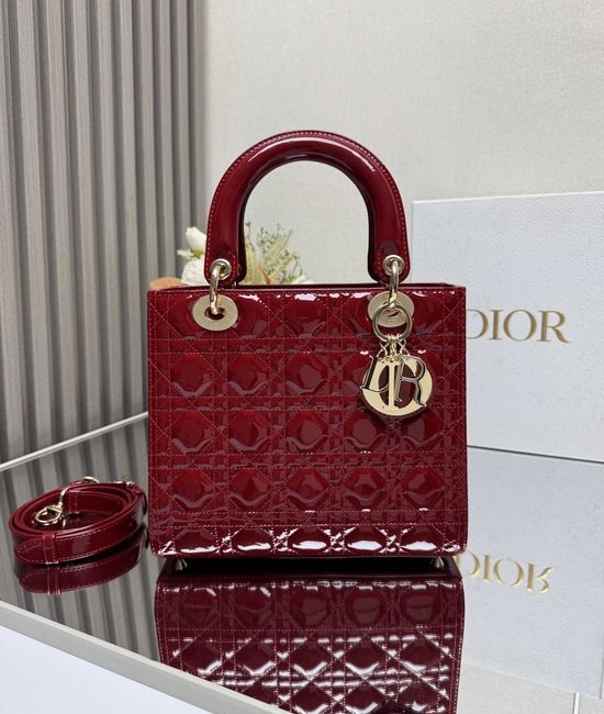 Christian Dior CD Lady Christian Dior CD My ABC Cherry Red Patent Leather Bag 11637