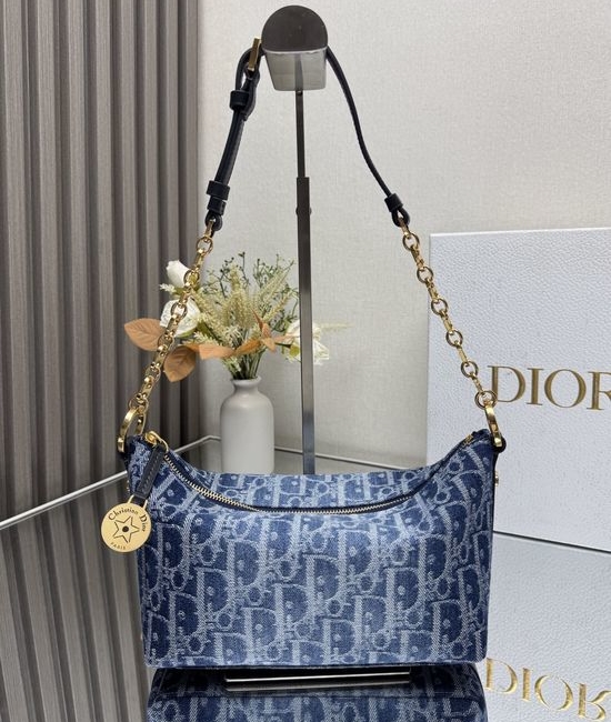 Christian Dior CD Christian Dior CDstar Hobo Denim Chain Bag 3202