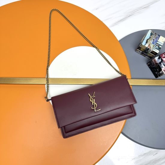 Yves Saint Laurent YSL SUNSET BOX Leather Clutch 810997