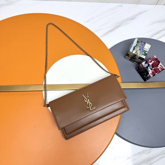 Yves Saint Laurent YSL Sunset Box Leather Chain Handbag 810997