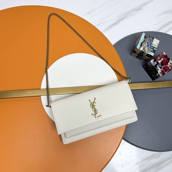 Yves Saint Laurent YSL Sunset Box Leather Chain Handbag 810997