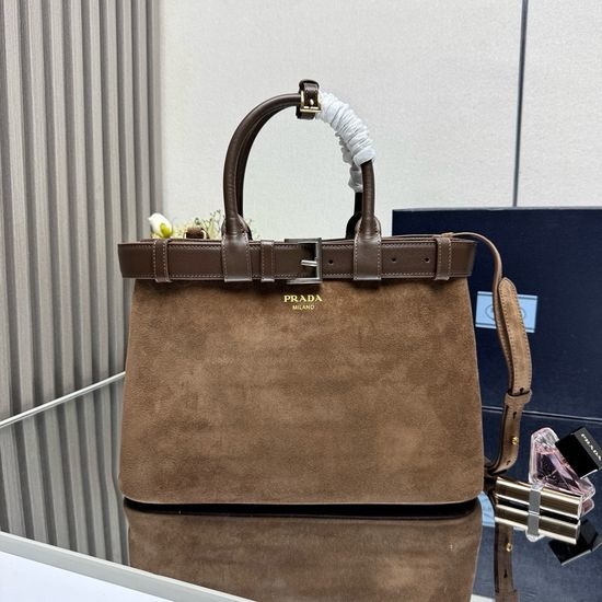 Prada DoubleBag Deer Pattern Leather Medium Shopping Bag 1BA417