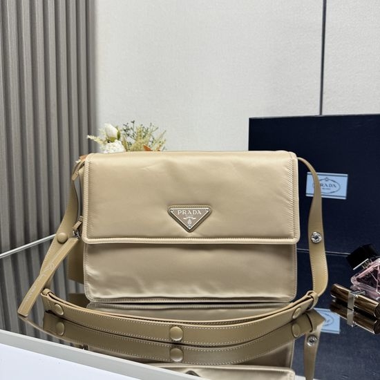 Prada Messenger Nylon Leather Trim Bag 1BD255
