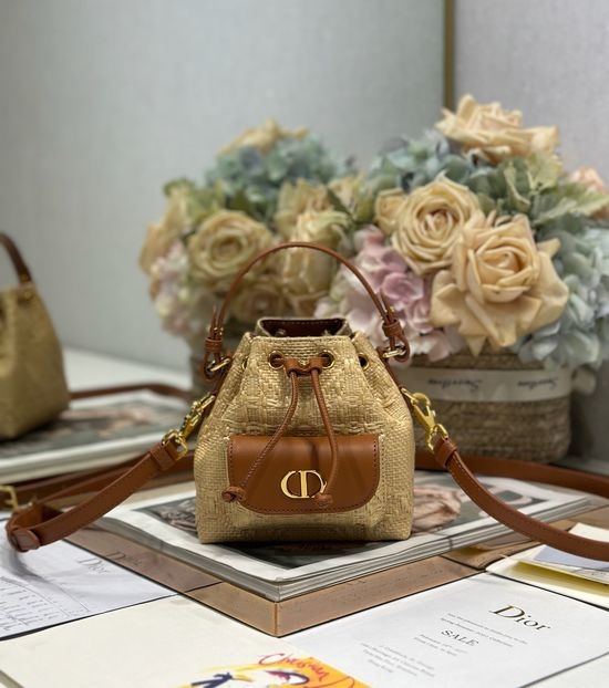 Christian Dior CD Caro Woven Mini Bucket Bag 3372