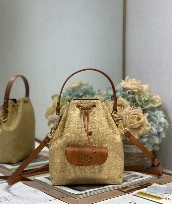 Christian Dior CD Caro Woven Bucket Bag 3372