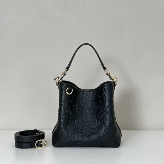 Gucci Black Embossed Leather Bag 815118