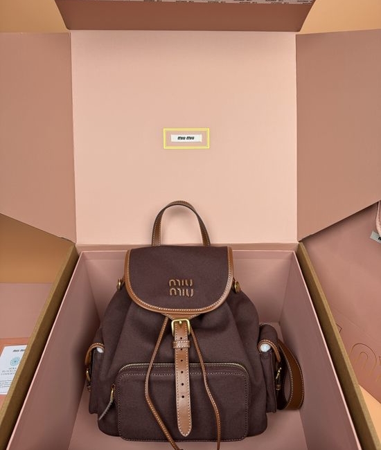 Miu Miu Canvas and Leather Backpack 5BZ042