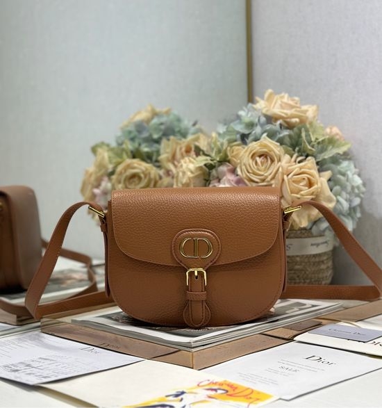 Christian Dior CD Bobby Medium Brown Litchi Grain Bag 9337
