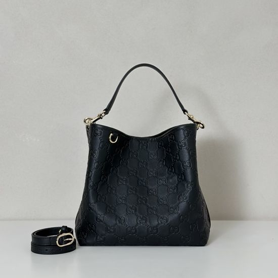 Gucci Black Embossed Leather Handbag 815103
