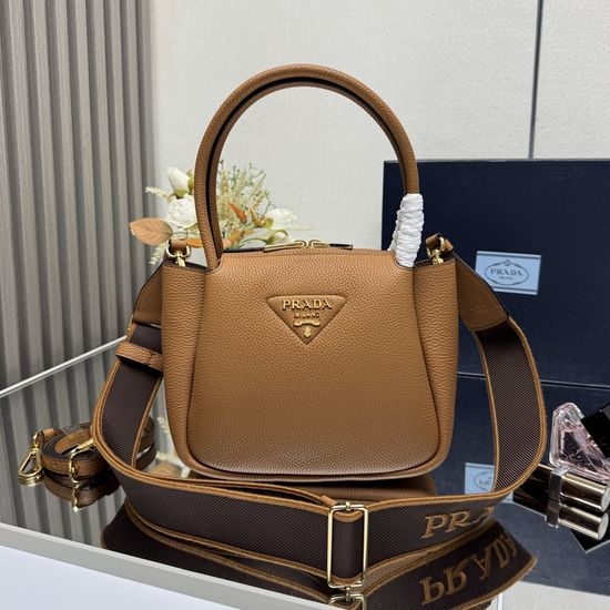 Prada Textured Leather Dual Strap Shoulder Bag 1BC145