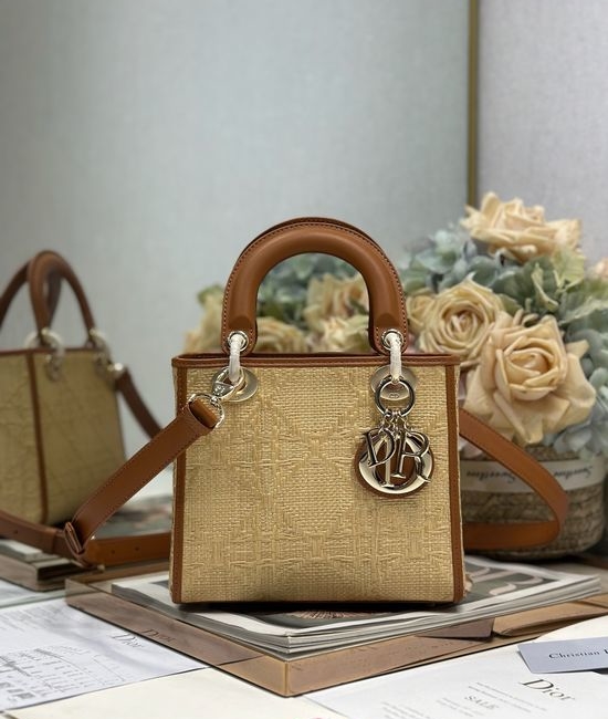 Christian Dior CD Lady Christian Dior CD Woven Mini Bag with D.I.O.R Charm 0538