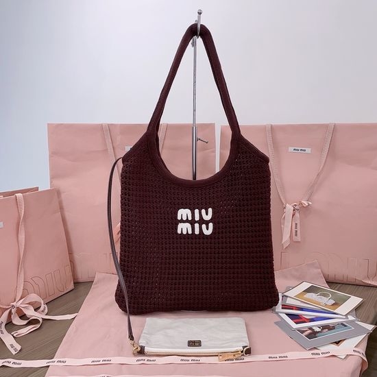 Miu Miu Woven Tote Bag Hollow Knit Design 5BG231
