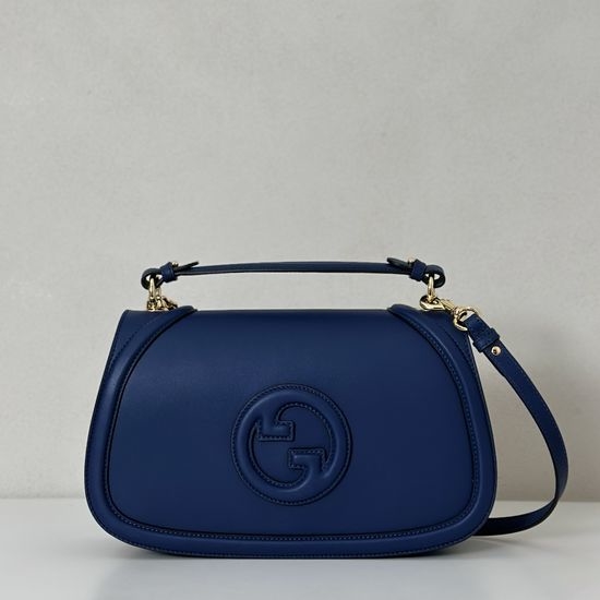 Gucci Leather Shoulder Bag Dark Blue 815716