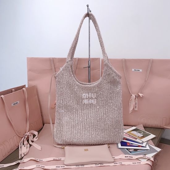Miu Miu Sequined Mesh IVY Handbag With Pouch 5BG231