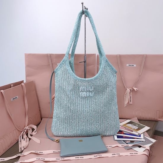 Miu Miu Sequined Mesh IVY Handbag With Pouch 5BG231