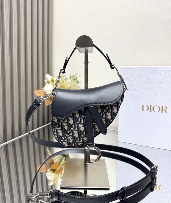 Christian Dior CD D Saddle Small Bag with Ethnic Style Strap 93210