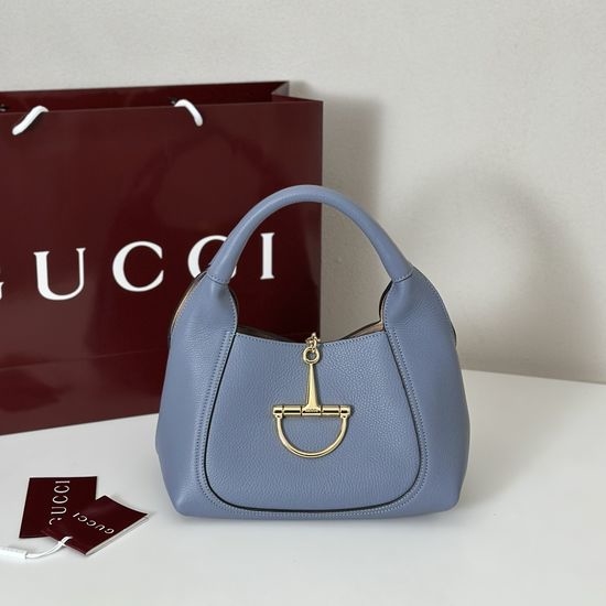 Gucci Light Blue Grained Leather Texture Large Bag 837467