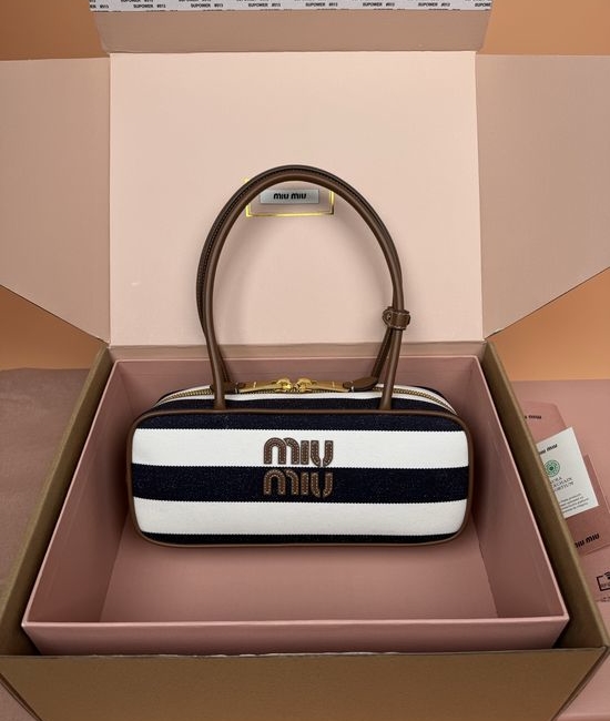 Miu Miu Beau Canvas and Leather Handbag _5BB173