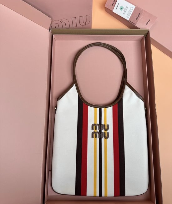 Miu Miu IVY Canvas Colorful Trim Handbag 5BG231