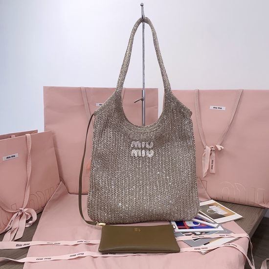 Miu Miu Sequined Mesh IVY Handbag With Pouch 5BG231
