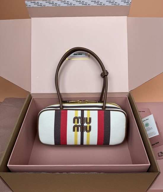 Miu Miu Beau Canvas and Leather Handbag _5BB173