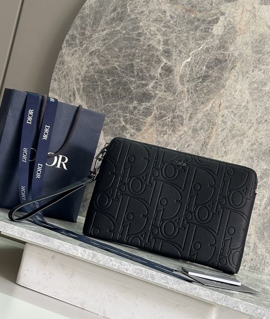 Christian Dior CD Clutch Embossed Leather 251